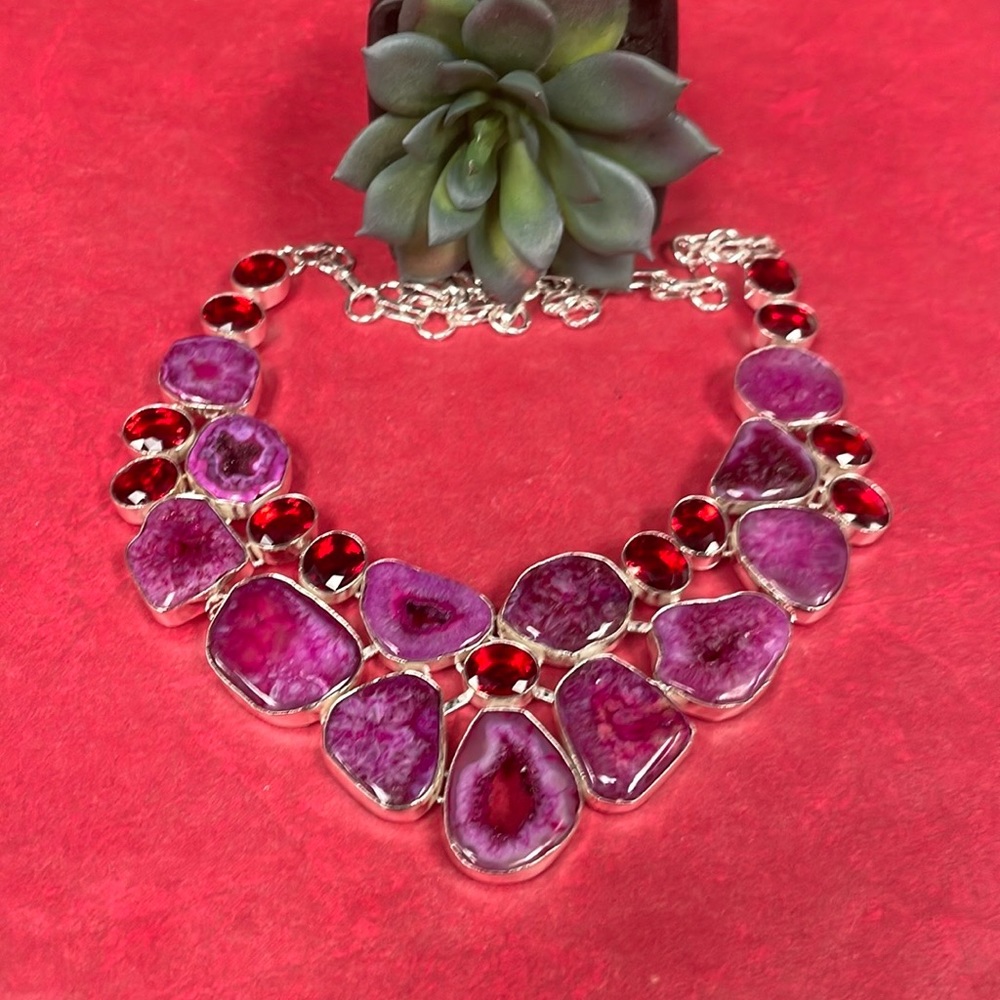 Druzy Quartz Statement Necklace. - image 1